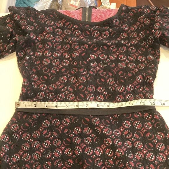 Max studio burgundy and black textured dress with elbow length sleeves small - Picture 6 of 8